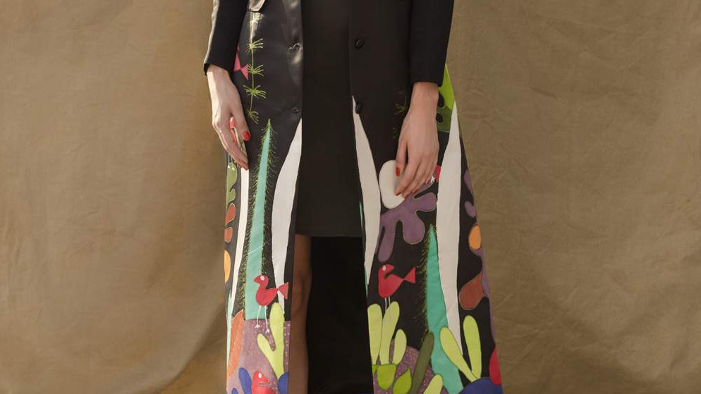 SILK COAT WITH RED BIRDS