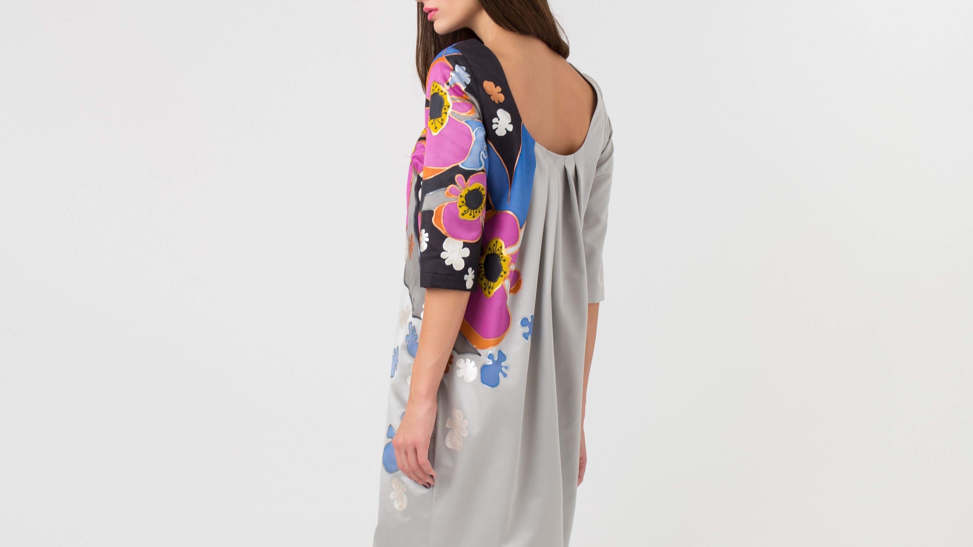 GRAY FLORAL DRESS