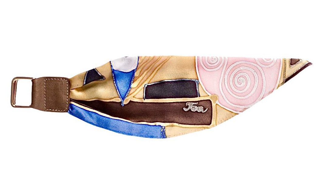 LEATHER & SILK BRACELET 10BR-G-AB-1 