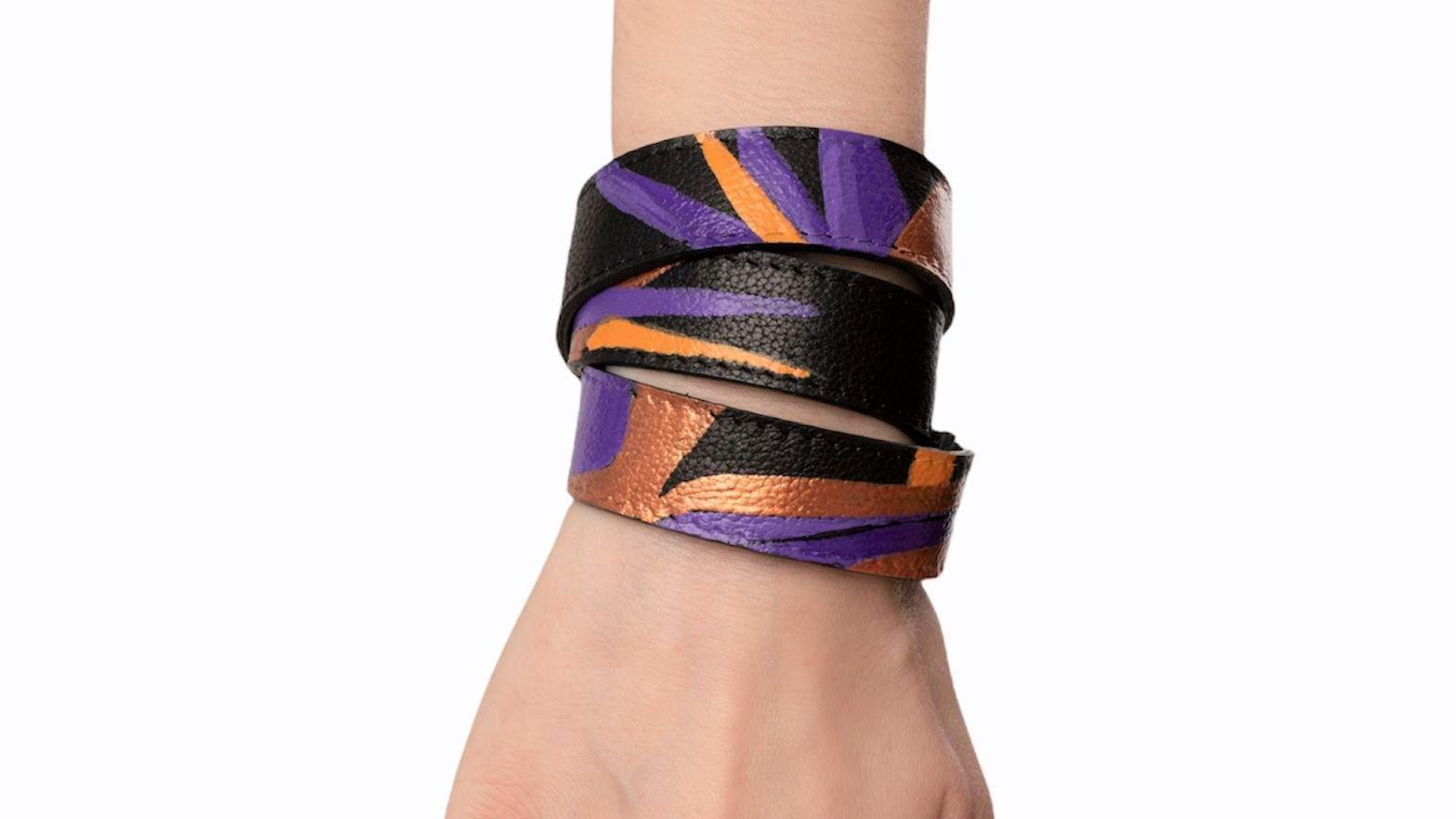 LEATHER BRACELET 14BL-G-VIOLET-COPER