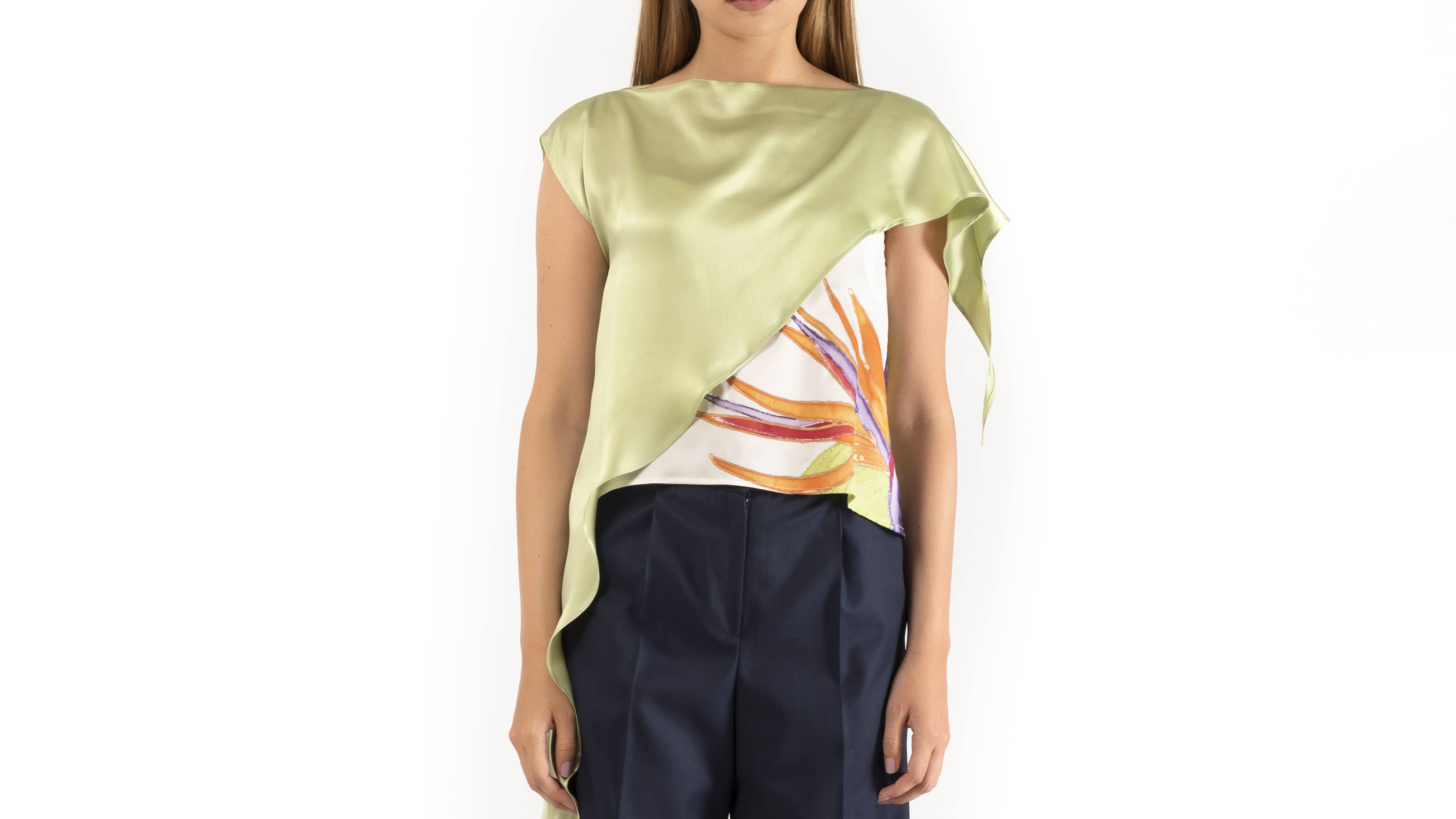 TWO-PIECE SILK TOP