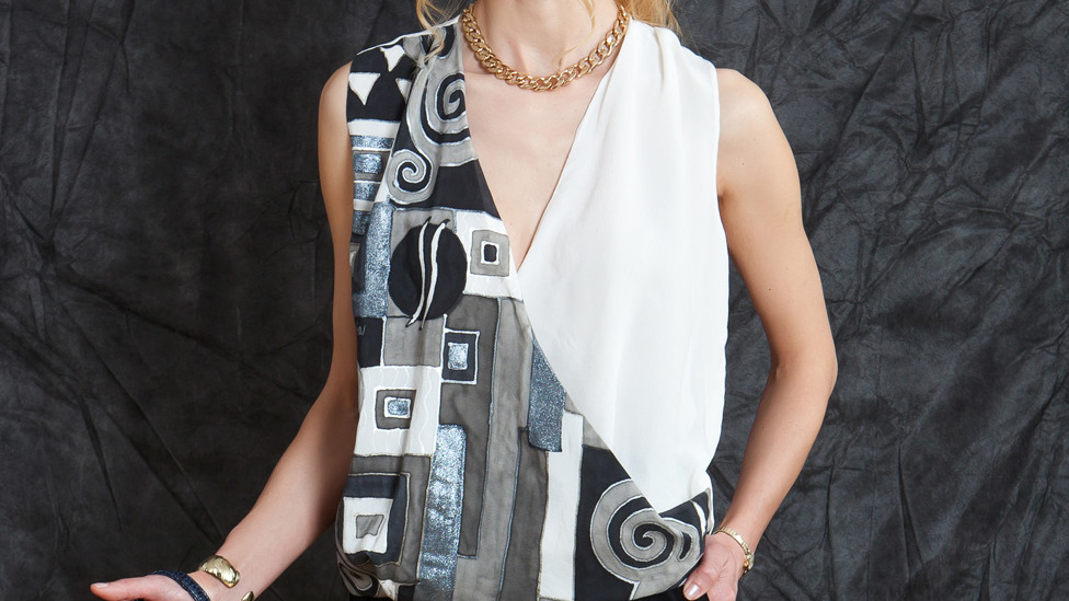 SILK WRAP GEOMETRIC BLOUSE
