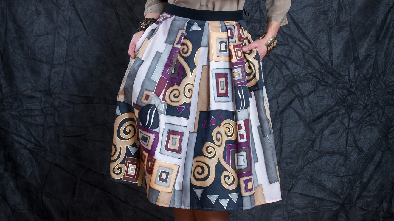 GEOMETRIC SILK SKIRT